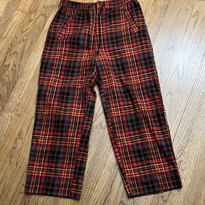 Urban Outfitters M Red and Black Plaid Pull On Pants Elastic Drawstring Pockets